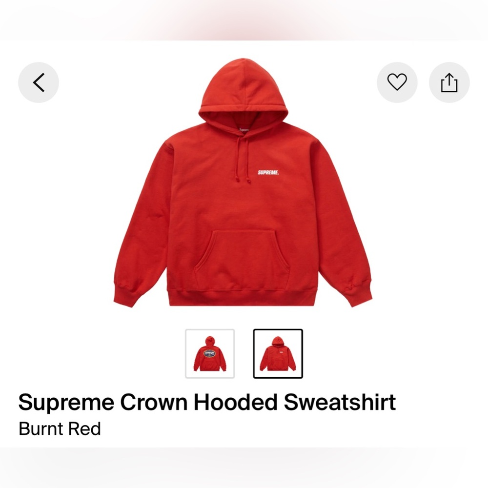 Supreme Red Crown Hoodie US Men S
